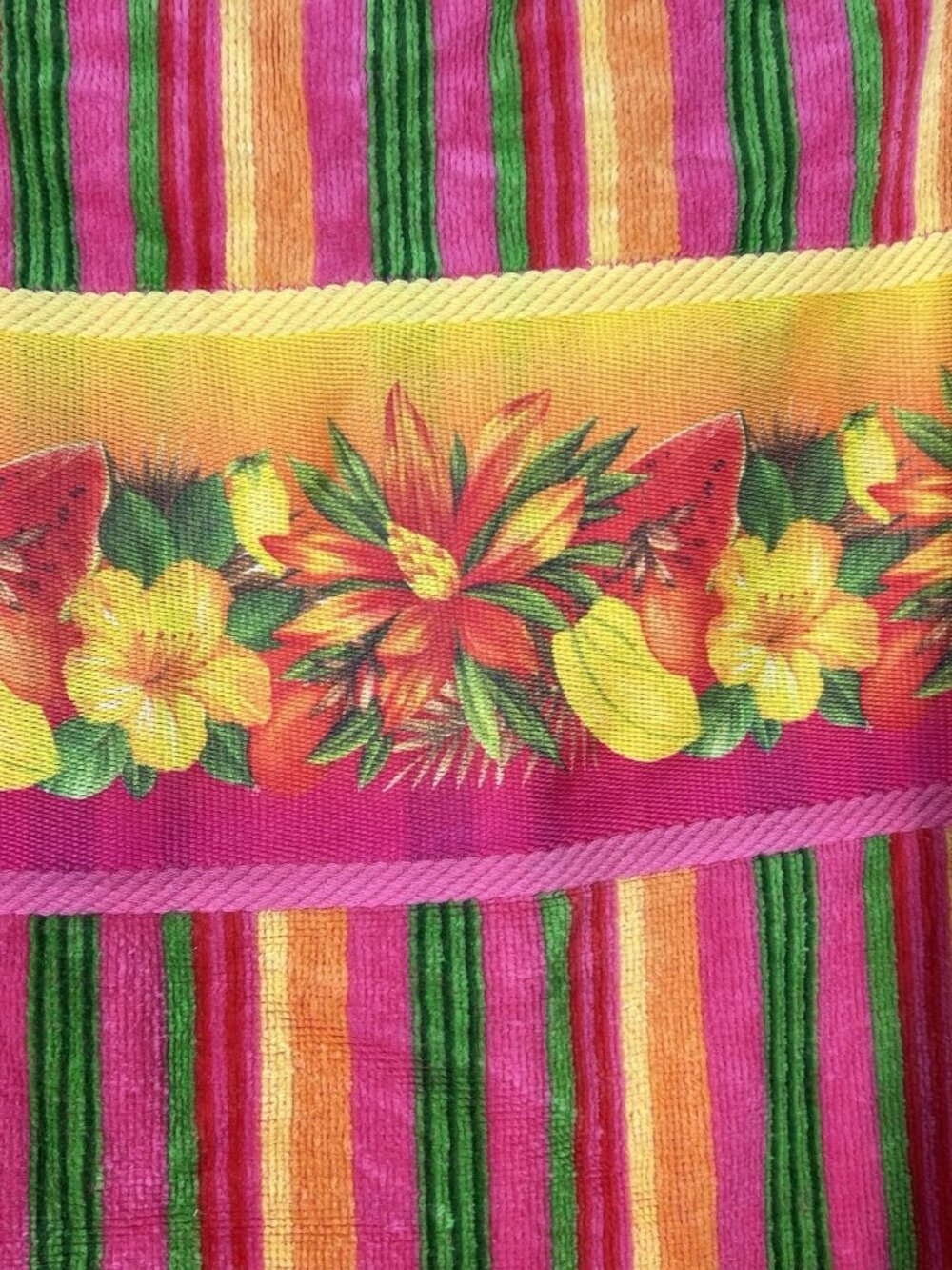 Vintage Terrisol Colorful Floral  60” By 31” Beach Towel 100%‎ Cotton Tahiti